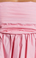 Clover Mini Dress Back Bow Babydoll Dress in Pink