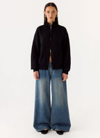 Davy Knit Zip Jacket - Black
