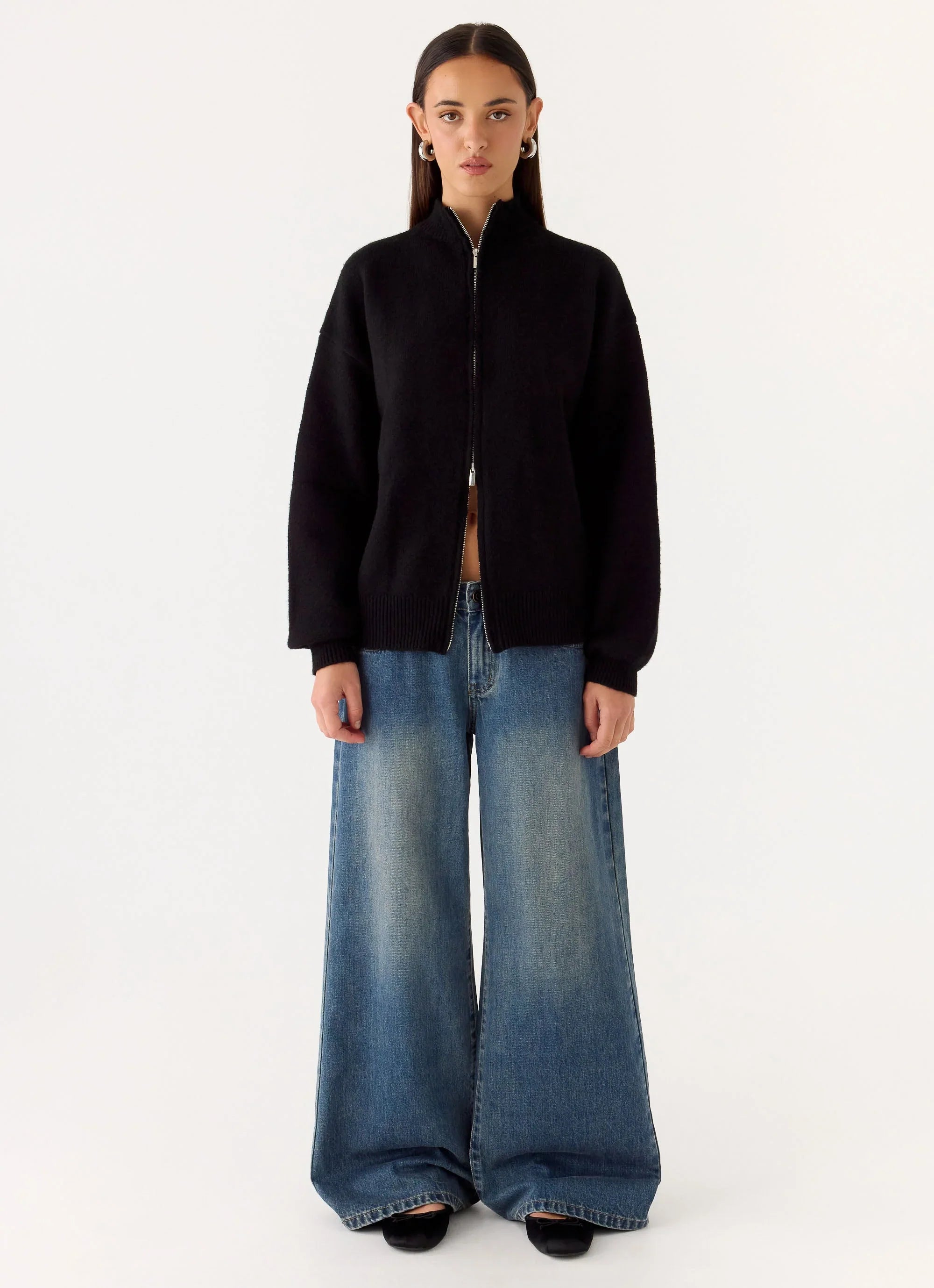 Davy Knit Zip Jacket - Black