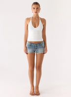 Roll Out Halter Top - White