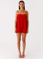 Godets Hem Mini Dress - Red