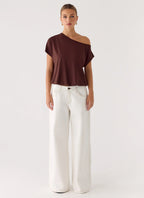 Neo Low Rise Wide Leg Denim Jeans - Ivory