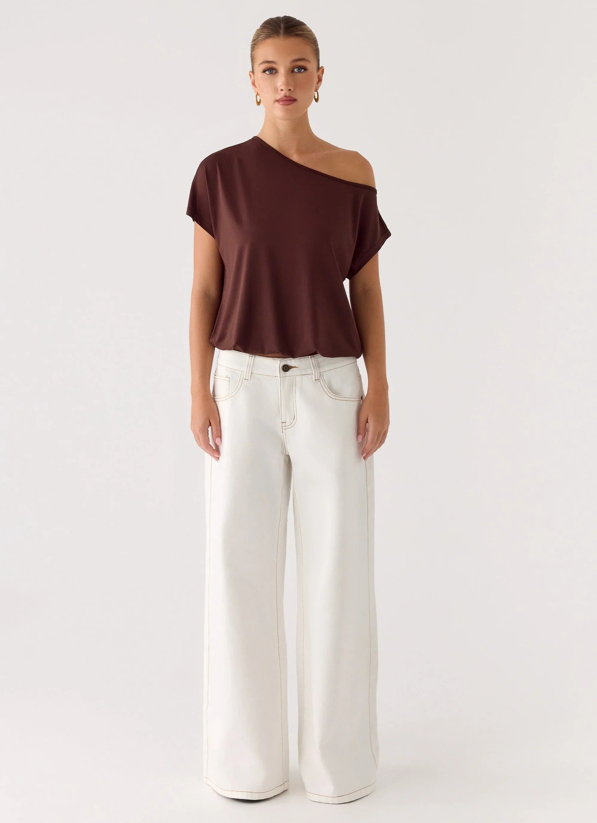 Neo Low Rise Wide Leg Denim Jeans - Ivory