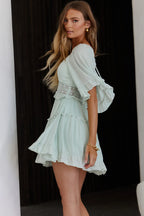 Desert Rose Bell Sleeve Mini Dress Mint