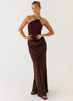 Pristin Cupro Maxi Dress - Cool Chocolate