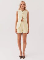 Born For Bordeaux Linen Vest - Lemon