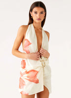 Eleanora Plunge Mini Dress - Siena Floral