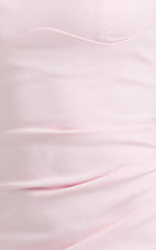 Benita Midi Dress - Scoop Neck Ruched Fitted Dress in Pink