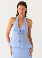 Ashlea Tie Front Top - Periwinkle