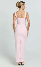 Karlie Maxi Dress - Scoop Neck Fitted Dress in Pink