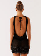 Miracle Beaded Crochet Mini Dress - Black