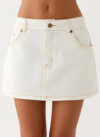 Julien Mid Rise Denim Mini Skirt - Ivory