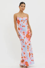 Dream Walk Cowl Back Tied Dress Print Pink