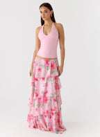 Roll Out Halter Top - Petal Pink