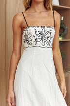 Mondo Scalloped Hem Maxi Dress Embroidered Oat
