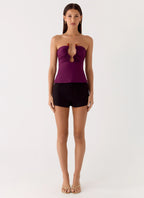 Hari Strapless Top - Plum
