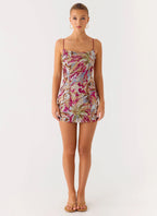 Soul Sound Sequin Mini Dress - Fuchsia Floral Beaded