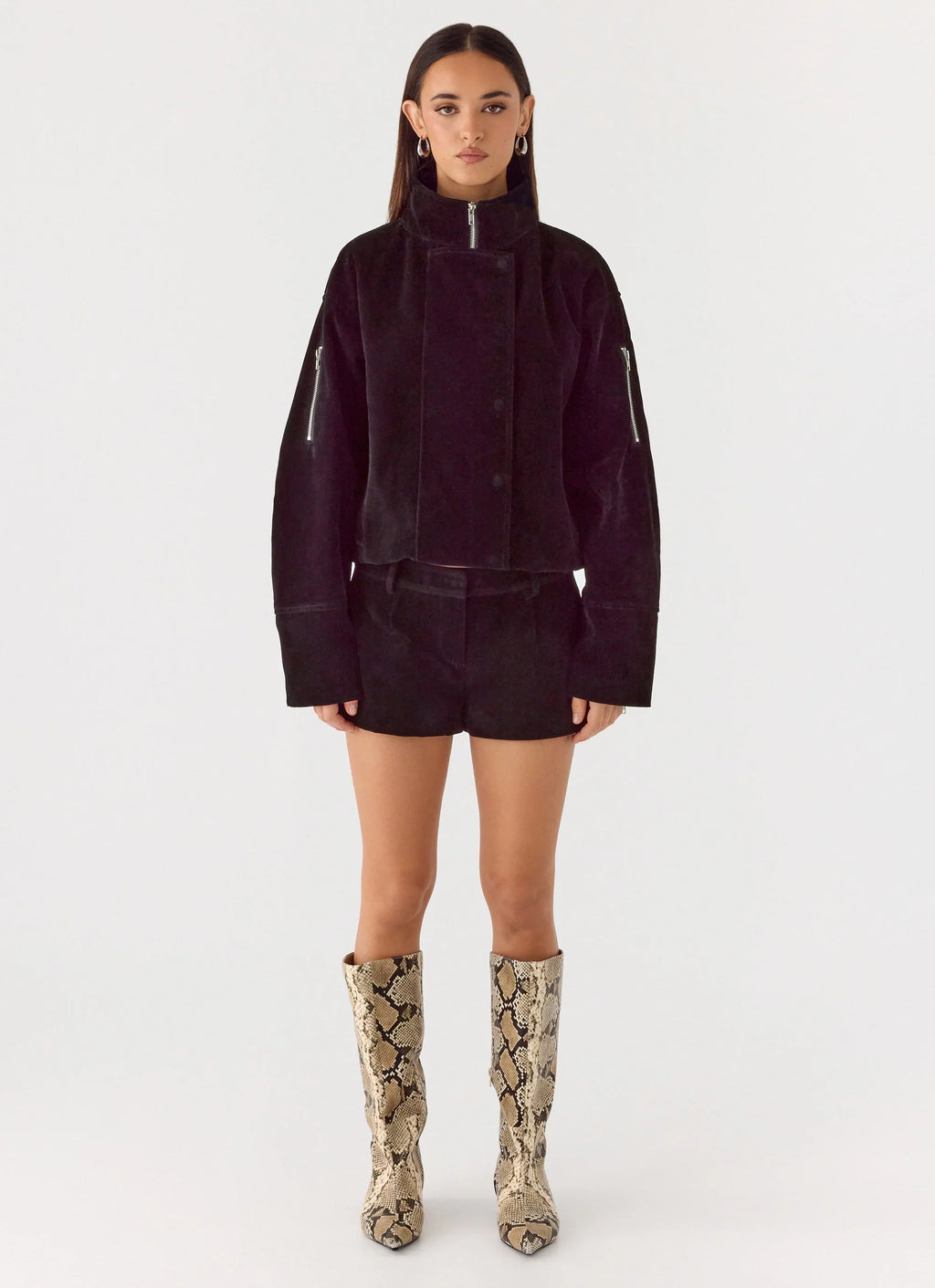 Marlow Faux Suede Jacket - Black