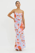 Dream Walk Cowl Back Tied Dress Print Pink