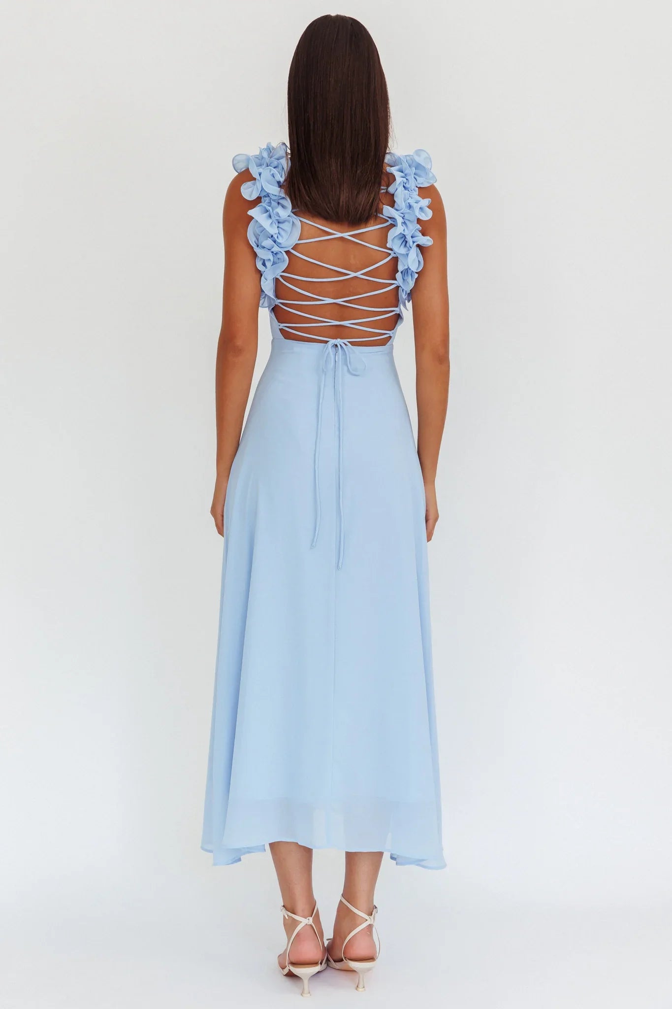 Eloquent Lace-Up Back Maxi Dress Blue