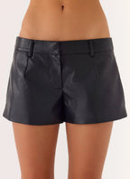 Oslo Faux Leather Mini Shorts - Black