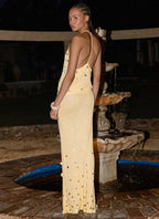 Adelaida Beaded Crochet Maxi Skirt - Yellow