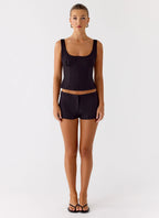 Coastline Cotton Bustier Top - Black