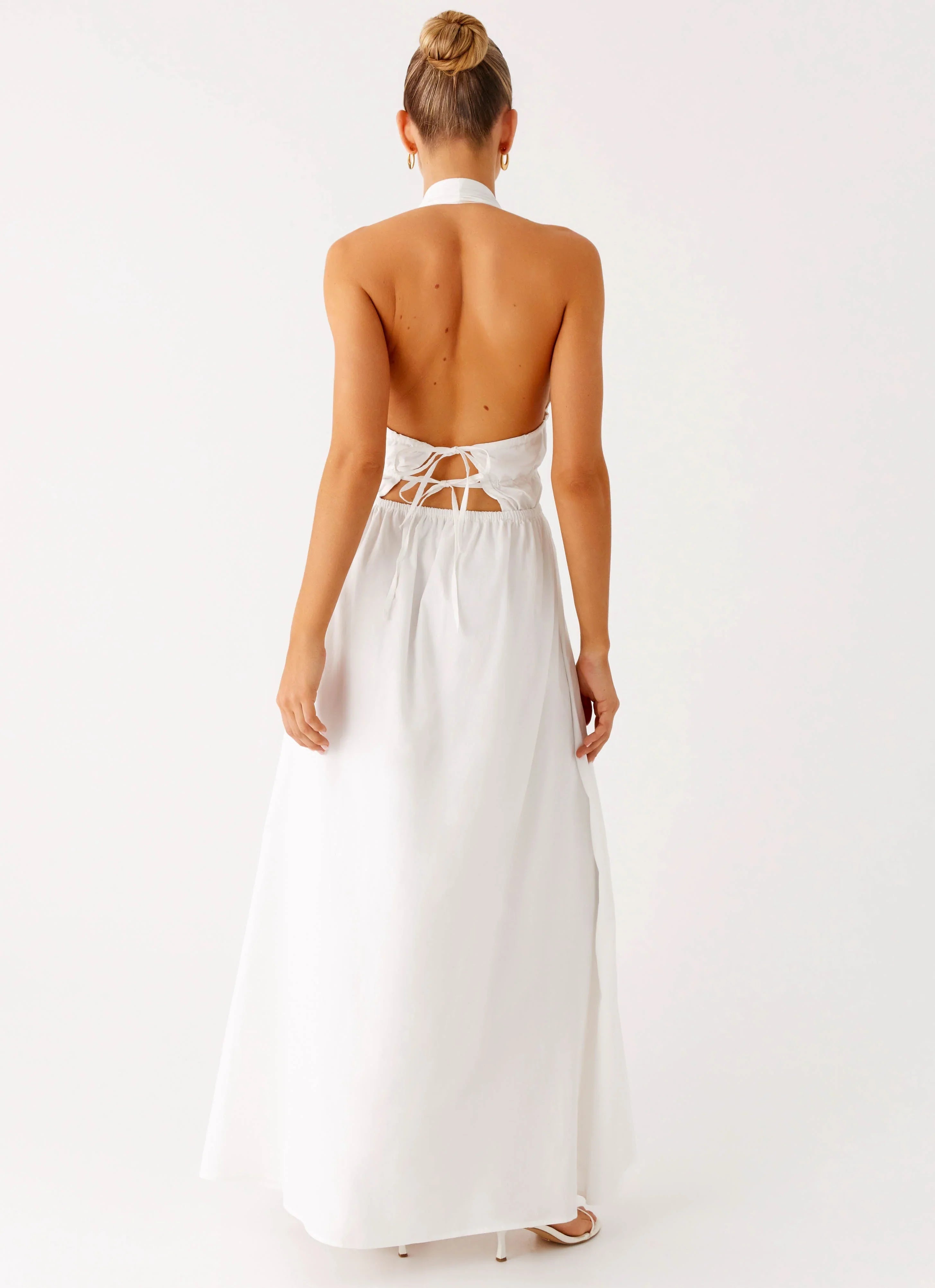Figaro Halter Maxi Dress - White