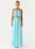 Ardenzelle Chiffon Halter Neck Maxi Dress - Turquoise