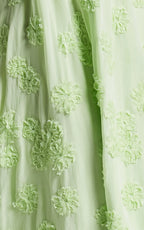 Claya Maxi Dress - Sleeveless Straight Neckline Floral Detail Dress in Lime