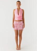 Hollie Sequin Cowl Top - Pink