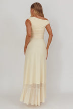 Moonlit Magic Asymmetric Neckline Maxi Dress Light Yellow