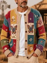 Men's Comfortable Printed Knit Cardigan