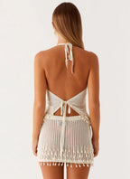 Scorpio Crochet Halter Top - Ivory