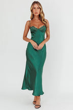 Inhibitions Lace Bust Midi Dress Forest Green