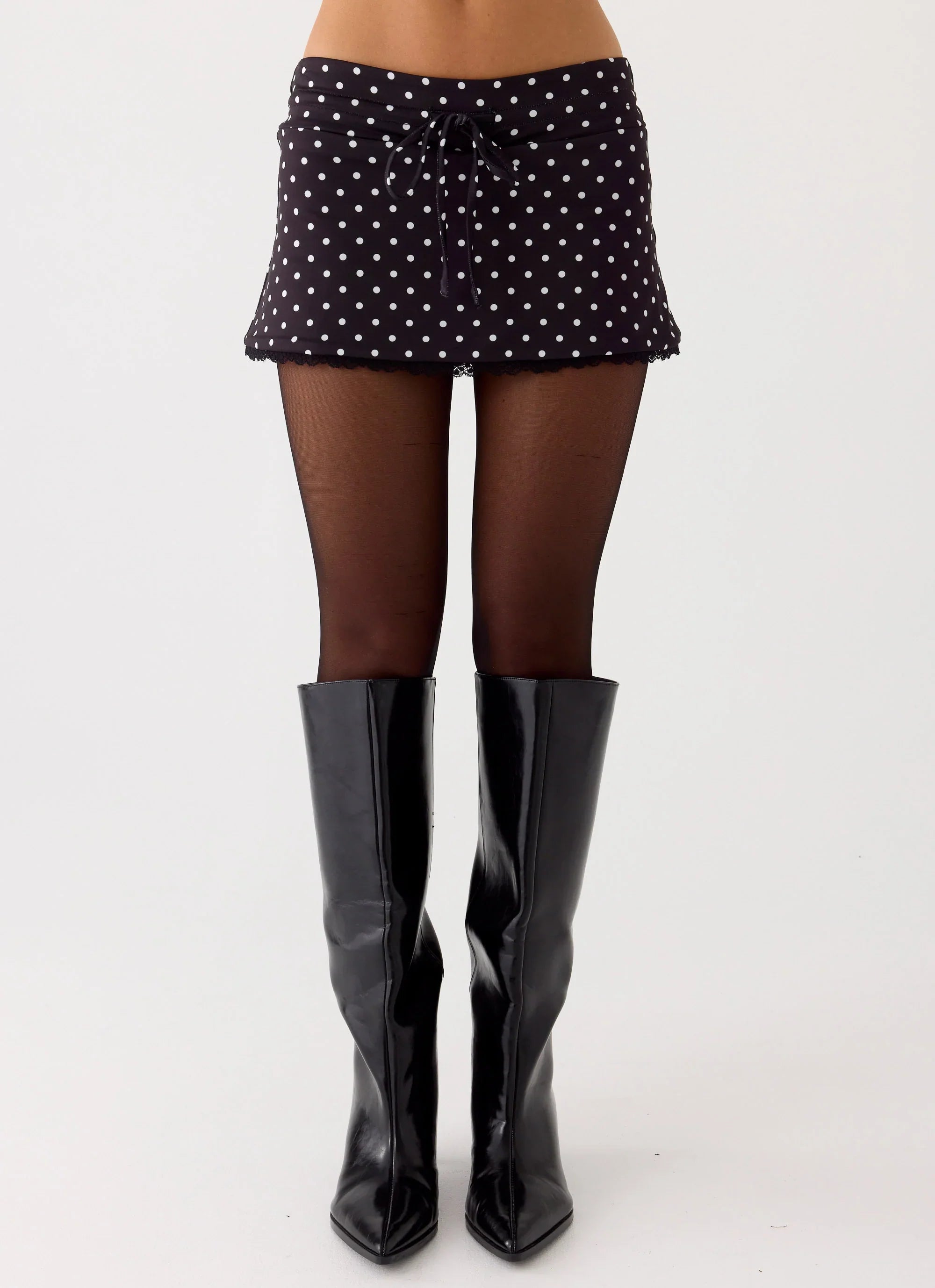 Get No Sleep Mini Skort - Black Polkadot