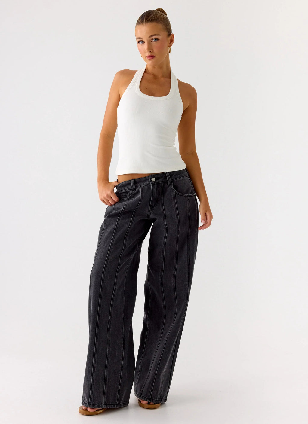 Nauton Ribbed Halter Top - White