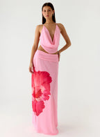 Sweet Charm Cowl Neck Top - Baby Pink