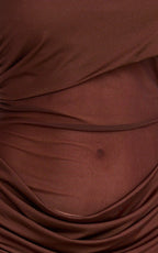 Riley Maxi Dress - Gathered Over Bust Dress in Brown
