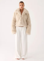 Moonscapes Faux Fur Jacket - Ivory