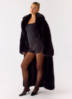 Kamil Faux Fur Maxi Coat - Black