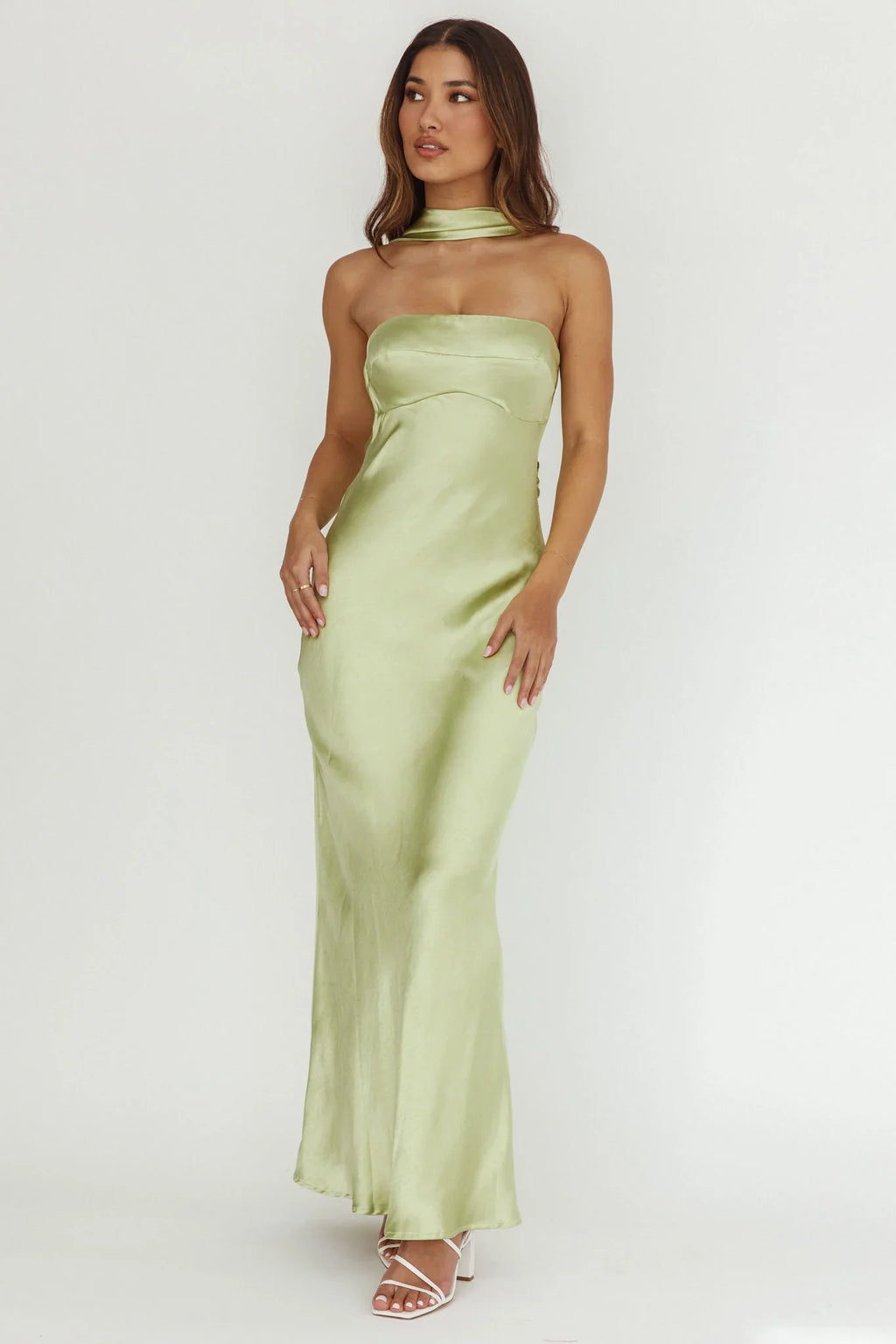 Damsel Reverse Halter Maxi Dress Pistachio