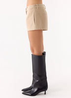 Jeremy Faux Suede Shorts - Cream
