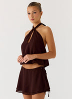 Everywhere I Go Mini Skirt - Chocolate