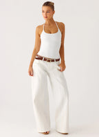 Johnny Low Rise Wide Leg Denim Jeans - White