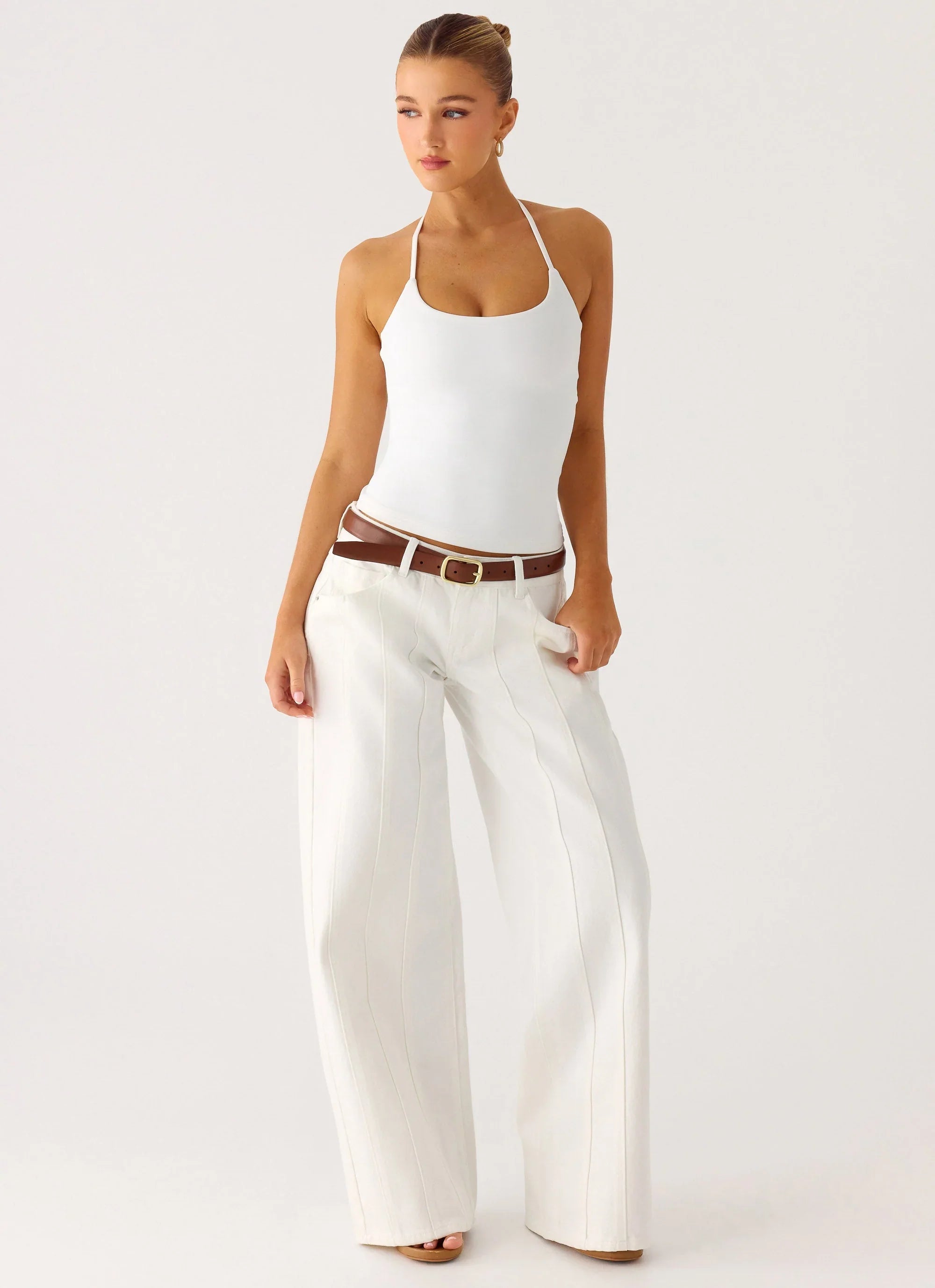 Johnny Low Rise Wide Leg Denim Jeans - White