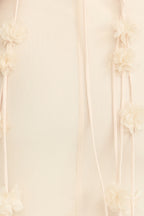 Penny Maxi Dress - Draped Cowl Neck 3D Flower Dress in Cream