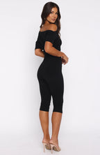 Brunch Dates Off Shoulder Jumpsuit Black