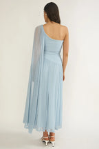 Zorina One-Shoulder Drape Maxi Dress Blue