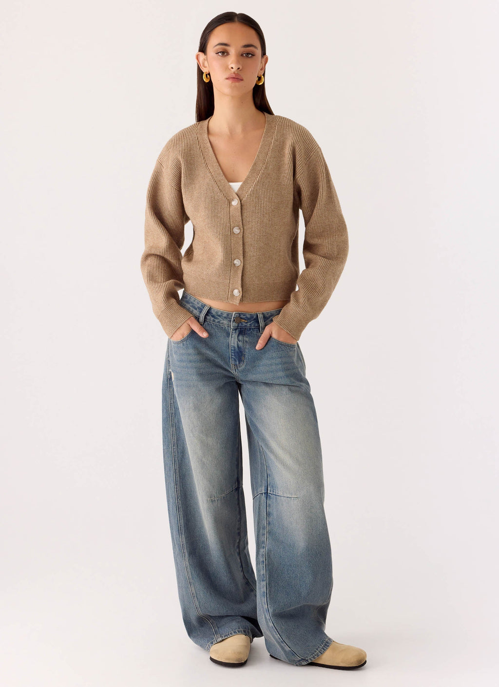 Waylon Low Rise Denim Jeans - Mid Wash Blue